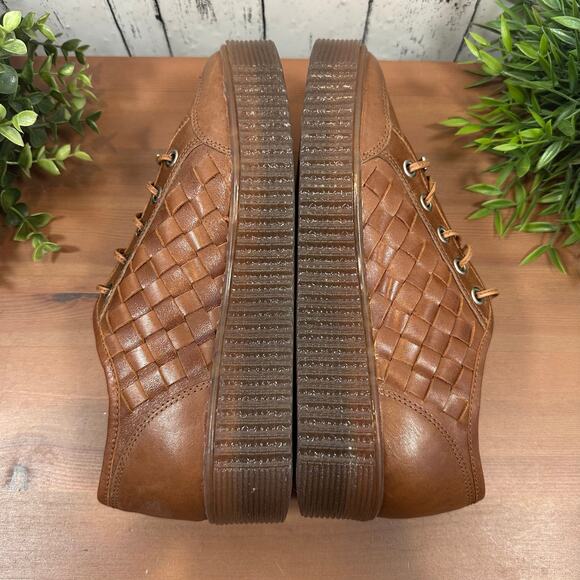 Velez Women's Brown Leather Artisan Platform Sneakers Size 8 - Picture 6 of 9